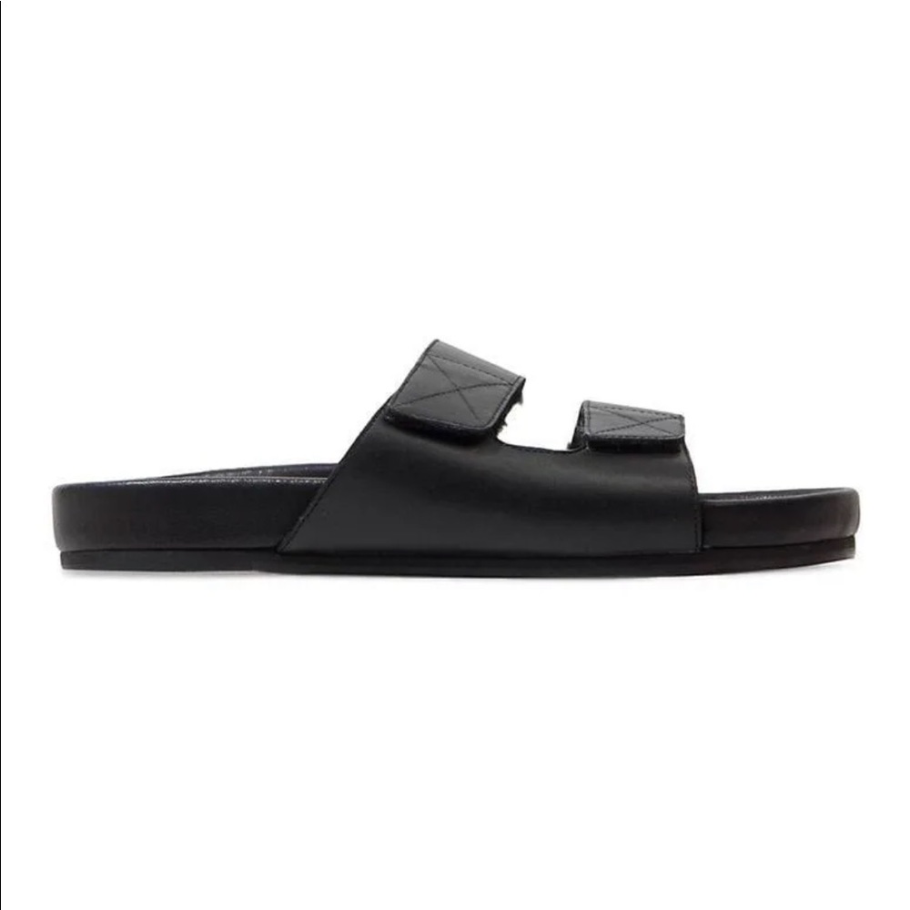 Black Suede studio New Beginnings Camilla shearling sandals